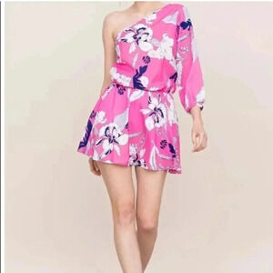 Yumi Kim One Shoulder Pink Floral Mini Dress NWT M